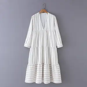 N.XINZHE women elegant print midi dress long sleeve office N.XINZHE women elegant print midi dress long sleeve office