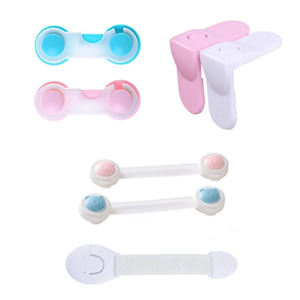 Heart Service 2PCS Kids Safety Lock Latch Finger Protector Adjustable Drawer Cabinet Fridge Extended Lock for Household White