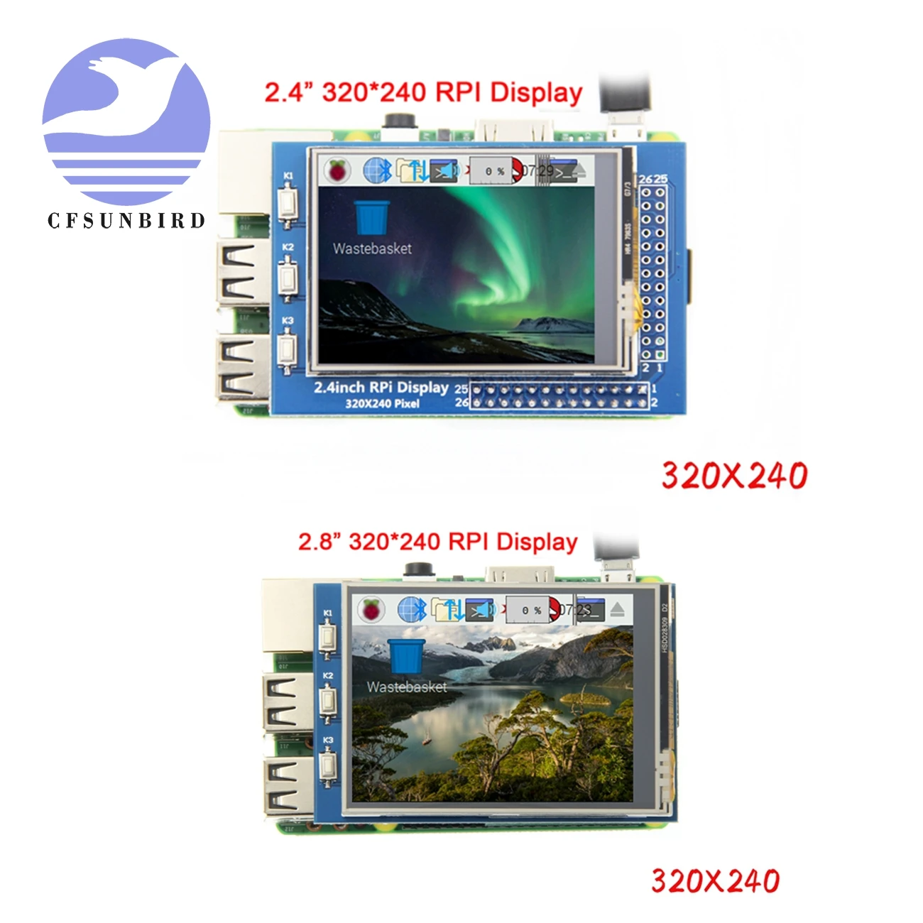 2.4 / 2.8 inch 320*240 Touch Panel TouchScreen TFT LCD Module Screen Display for Raspberry Pi GPIO Input
2.4 / 2.8 inch 320*240 Touch Panel TouchScreen TFT LCD Module Screen Display for Raspberry Pi GPIO Input