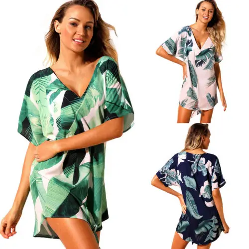 New Floral Leafs Print Beach Cover Up Women Crochet Swimwear Bikini Beach Wear Cover Up Bathing Suit Ladies Summer Loose Dress
New Floral Leafs Print Beach Cover Up Women Crochet Swimwear Bikini Beach Wear Cover Up Bathing Suit Ladies Summer Loose Dress