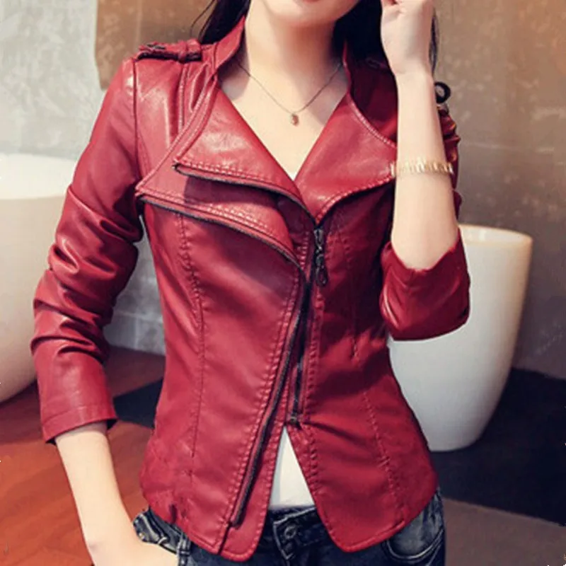 Faux PU Leather Jacket Women Red Black Winter Autumn Ladies Bomber Jacket Coat Casual Slim Short Fashion Zipper Brand Outerwear
Faux PU Leather Jacket Women Red Black Winter Autumn Ladies Bomber Jacket Coat Casual Slim Short Fashion Zipper Brand Outerwear