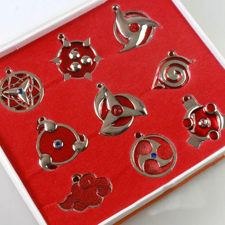 9 Pcs Anime Naruto Sharingan Konoha Silver Pendants Metal Keychains Necklaces Set Collectibles Gift in Box
9 Pcs Anime Naruto Sharingan Konoha Silver Pendants Metal Keychains Necklaces Set Collectibles Gift in Box