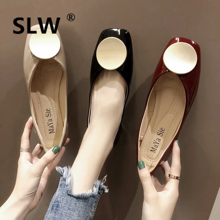 Patent Leather Casual women Shallow flat Metal Decoration Basic new Lace-Up Square Toe comfortable soft Rubber spring 2019 PU
Patent Leather Casual women Shallow flat Metal Decoration Basic new Lace-Up Square Toe comfortable soft Rubber spring 2019 PU