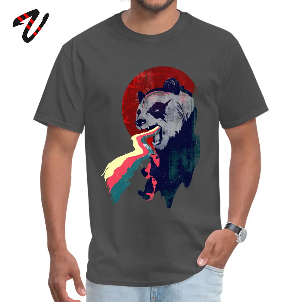 Classic Tops & Tees Plain Short Sleeve Men's T Shirt TpicOriginaltitle Fashionable Labor Day T Shirt O Neck Wholesale Angry Rainbow Panda -20358 carbon