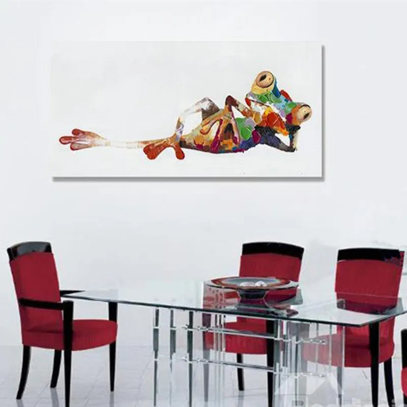 Hand Painted Abstract Cartoon Oil Paintings Knife Colorful Funny Laying Frog Pictures Large Canvas Painting Home Decor Wall Art
Hand Painted Abstract Cartoon Oil Paintings Knife Colorful Funny Laying Frog Pictures Large Canvas Painting Home Decor Wall Art
