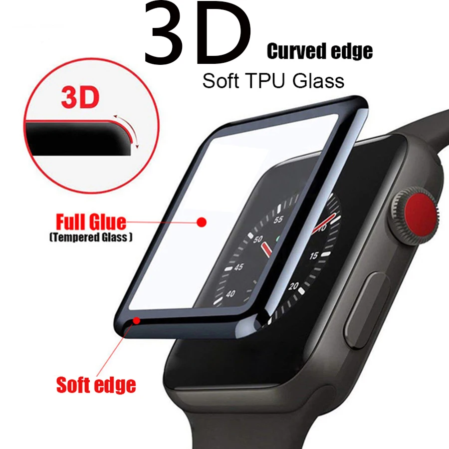 Фото 3D изогнутое мягкое закаленное стекло для Apple Watch 42 мм 38 40 44 серия 4/3/2 защитная