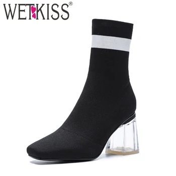WETKISS Transparent High Heels Women Ankle Boots Knitting Footwear Sock Stretch Female Boot Shoes Women 2018 New Fashion Autumn
WETKISS Transparent High Heels Women Ankle Boots Knitting Footwear Sock Stretch Female Boot Shoes Women 2018 New Fashion Autumn