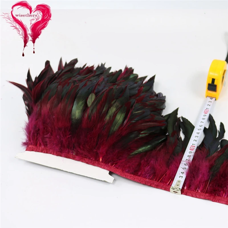 2 burgundy rooster feather trims 5