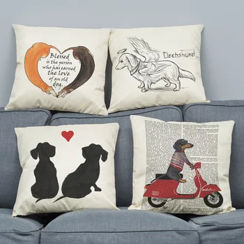 Cushion case Creative English Dachshund Pattern Printed Polyester and linen Single-sided printing Pillow Holder 45x45cm
Cushion case Creative English Dachshund Pattern Printed Polyester and linen Single-sided printing Pillow Holder 45x45cm