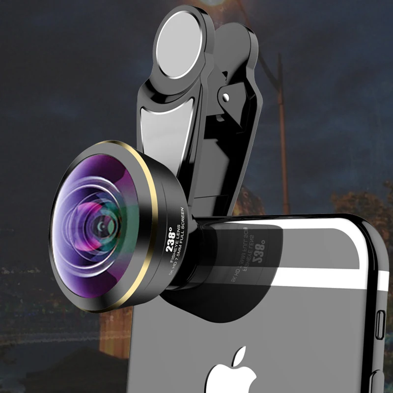 Super Fish eye fisheye Lens 238 degree 5K HD Full Screen Cell Phone Camera Lens Kit for iPhoneXS XR 8 7 6 Xiaomi phones Huawei
Super Fish eye fisheye Lens 238 degree 5K HD Full Screen Cell Phone Camera Lens Kit for iPhoneXS XR 8 7 6 Xiaomi phones Huawei