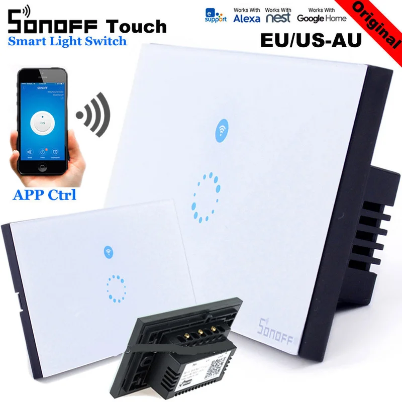 Sonoff Touch Wifi Wall Touch Switch Basic Wireless Remote Light Relay App Control Domotica Works with Alexa Google Home
Sonoff Touch Wifi Wall Touch Switch Basic Wireless Remote Light Relay App Control Domotica Works with Alexa Google Home