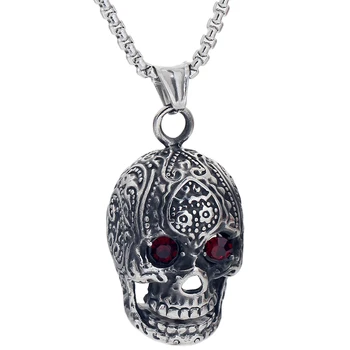 Fashion jewelry vintage carved skull pendant necklace with Rhinestone Punk Mens Necklaces & Pendants 60cm Chain
Fashion jewelry vintage carved skull pendant necklace with Rhinestone Punk Mens Necklaces & Pendants 60cm Chain