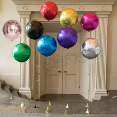 

50pcs Orb Foil Sphere Balloon Shiny Round Rose Gold, Silver, Gold, Black, Fuchsia, Blue, Purple, Unique Metallic Circle Balloons