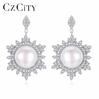 CZCITY Brands Snow White Cubic Zirconia Stud Earrings Freshwater Pearl Sterling Silver 925 Vintage Earrings Boho Jewelry Gift
CZCITY Brands Snow White Cubic Zirconia Stud Earrings Freshwater Pearl Sterling Silver 925 Vintage Earrings Boho Jewelry Gift