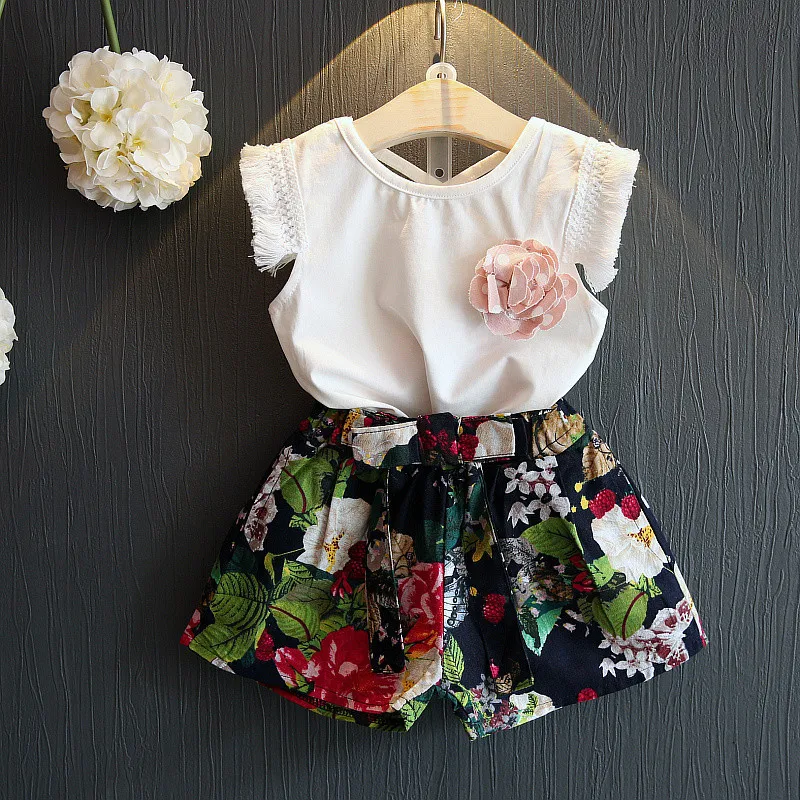 2018 Summer Girl Korean T-shirt with Floral Fringed Shorts 2 Piece Suit Kids Tops Shorts Children's Clothing 2-6 Years
2018 Summer Girl Korean T-shirt with Floral Fringed Shorts 2 Piece Suit Kids Tops Shorts Children's Clothing 2-6 Years