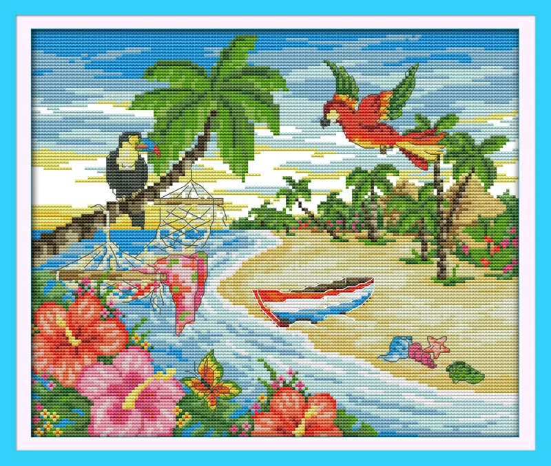New Summer beach DMC cross stitch kits scenery Cotton 14ct white 11ct print embroidery DIY handmade needlework wall home decor
New Summer beach DMC cross stitch kits scenery Cotton 14ct white 11ct print embroidery DIY handmade needlework wall home decor