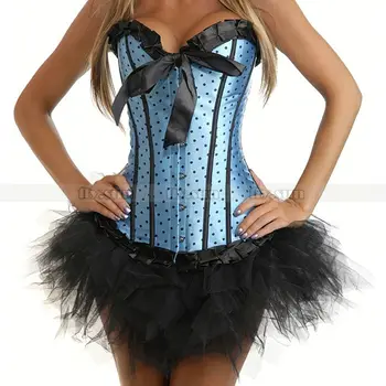Blue Polka Dots Corset Bustier Sexy Body Shaper Lingerie + Black TuTu Skirt S M L XL 2XL
Blue Polka Dots Corset Bustier Sexy Body Shaper Lingerie + Black TuTu Skirt S M L XL 2XL