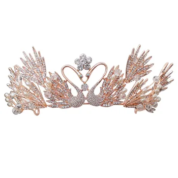Classic Princess Wedding Crown Fashion Double Swan Crystal Pearls Bridal Tiara Headband Birthday Bride Crown Hair Accessories
Classic Princess Wedding Crown Fashion Double Swan Crystal Pearls Bridal Tiara Headband Birthday Bride Crown Hair Accessories