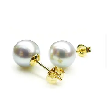 6.5-8mm AAA Natural Color Real Akoya Pearl 18k Yellow / White Gold 
6.5-8mm AAA Natural Color Real Akoya Pearl 18k Yellow / White Gold