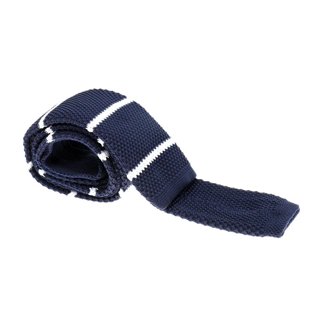 Pack of 2 Pieces Retro Men Wool Knitted Flat Woven Tie Red Blue Wedding Party Necktie