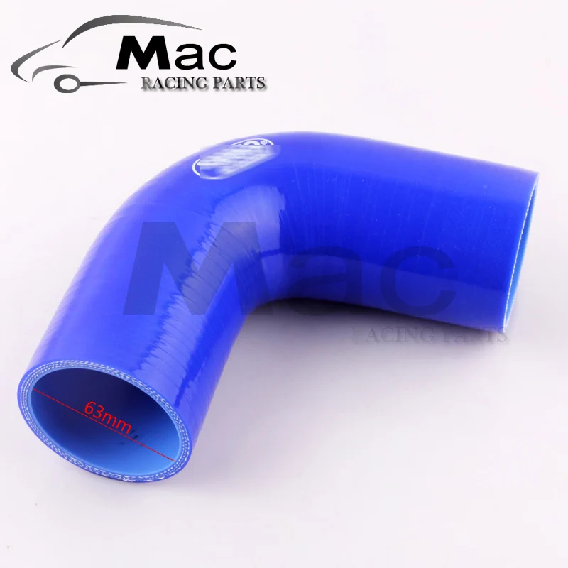 BLUE 2.5" 63mm 90 Degree Elbow Silicone Hose Pipe Turbo Intake