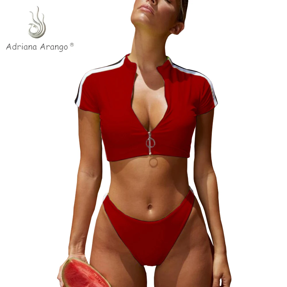 Adriana Arango 2019 Unique Short Sleeves Swimwear Front Zipper Sports Top Solid Brazilian Thong Bikini
Adriana Arango 2019 Unique Short Sleeves Swimwear Front Zipper Sports Top Solid Brazilian Thong Bikini