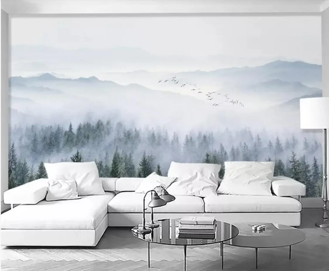 Фотообои с изображением туманного леса фотообои 3D холст фон для телевизора