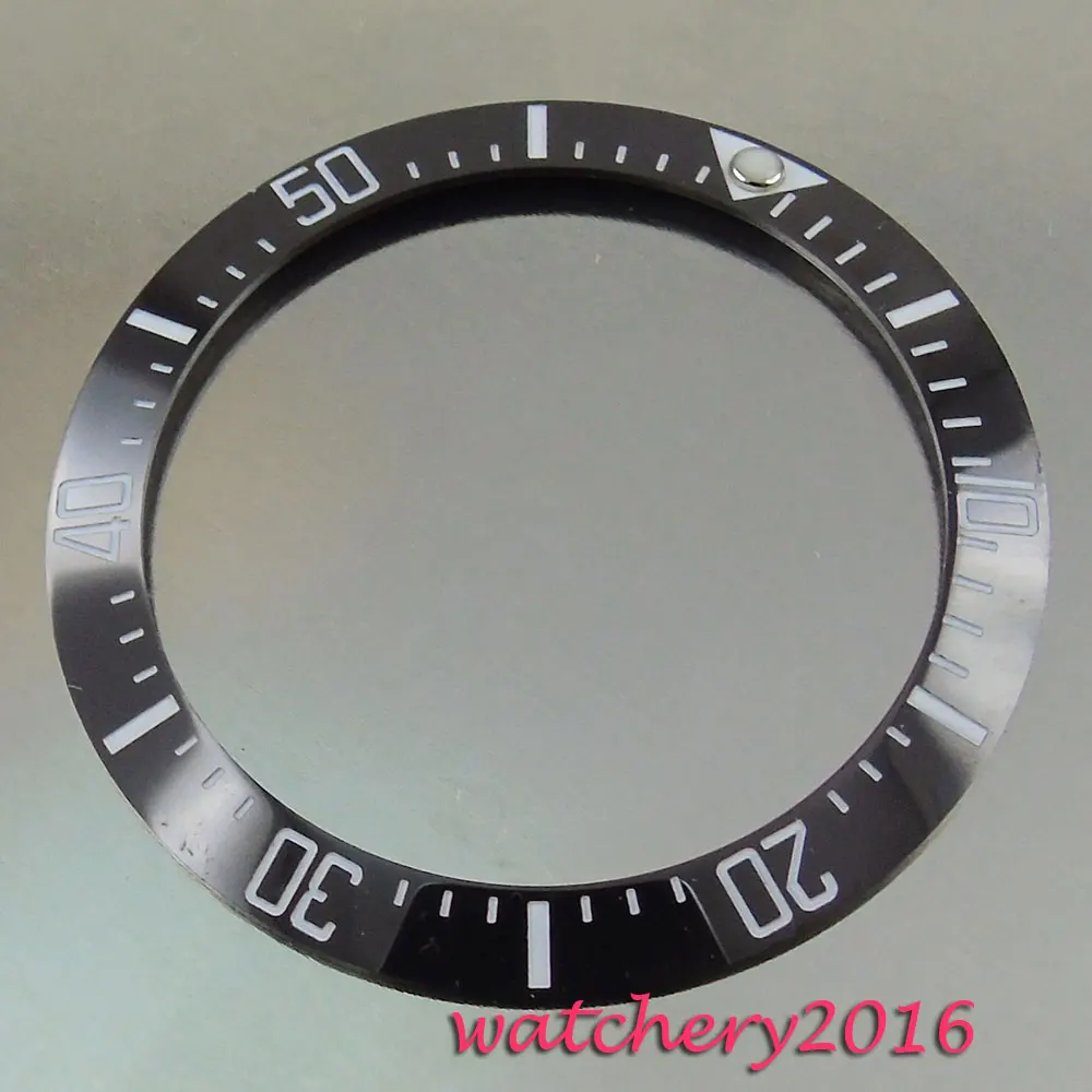 

39.9mm luminous markers black ceramic bezel minute markers insert watch fit automatic movement Men's watch bezel
