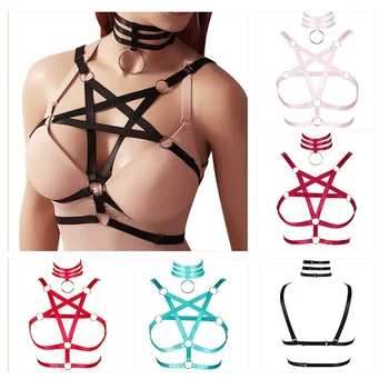 Pentagram Harness Bra Women Body Bondage Belt Caged Elastic Strap Necker Tops Punk Gothic Sexy Lingerie Plus Size Dance Rave
Pentagram Harness Bra Women Body Bondage Belt Caged Elastic Strap Necker Tops Punk Gothic Sexy Lingerie Plus Size Dance Rave