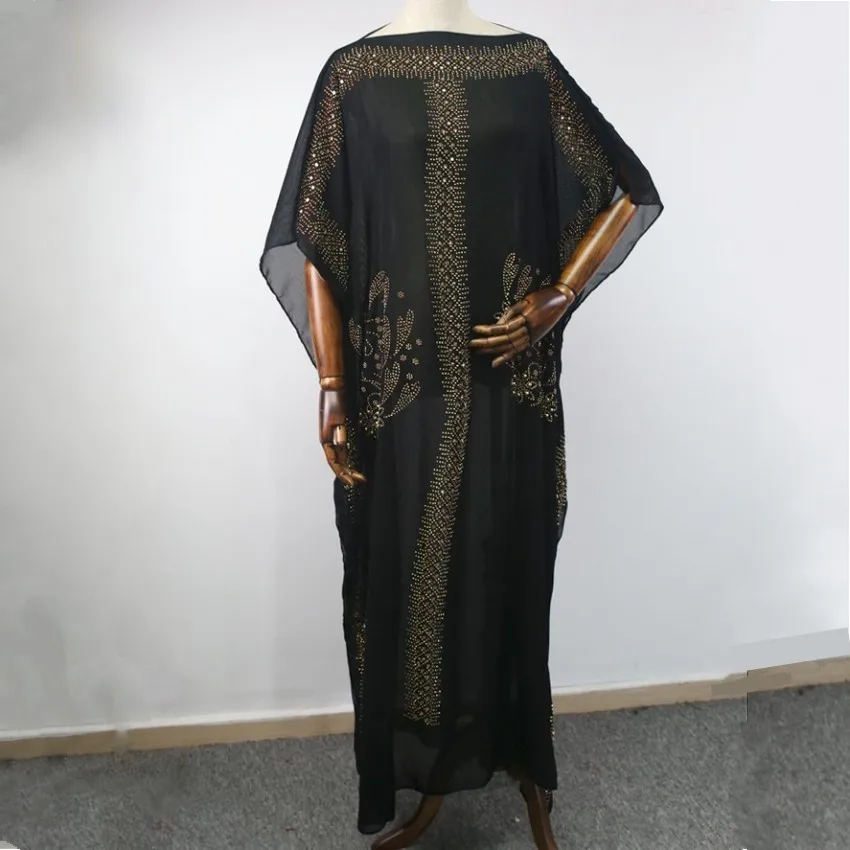 

Length 135cm African Dresses For Women AFrican Design Bazin Chiffon Long Stick Diamond SLeeve Dashiki Dress Lady Africa Clothes