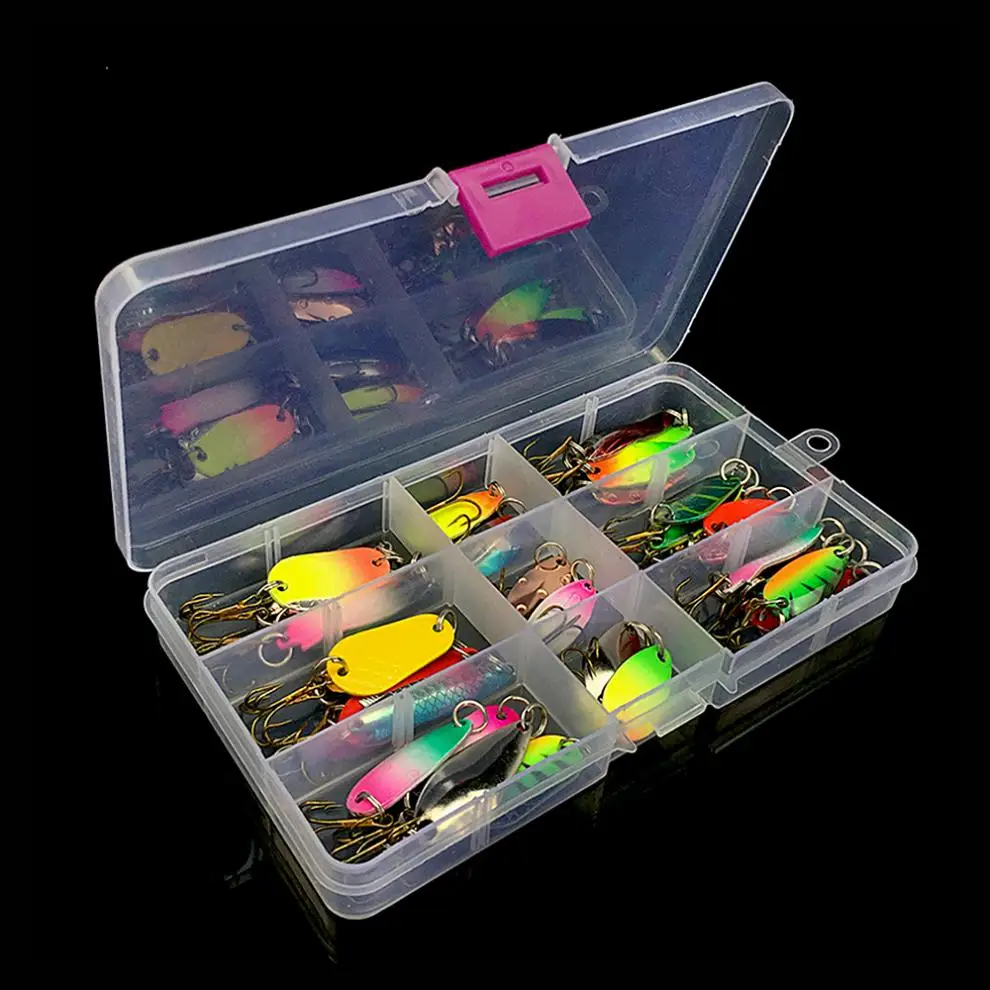 31pcs Multicolor Artificial Fishing Lure Kit Metal Hard Spoon Sequins Spinner Bait with Treble Hook and Tackle Box
31pcs Multicolor Artificial Fishing Lure Kit Metal Hard Spoon Sequins Spinner Bait with Treble Hook and Tackle Box