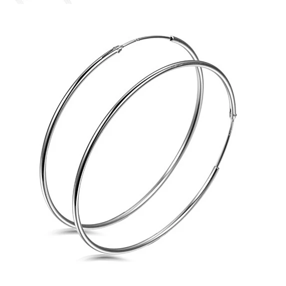 Image New 925 Sterling Silver Fine Smooth Exaggerated Big Circle Hoop Earrings For Women Earings Simple Sterling silver jewelry A464