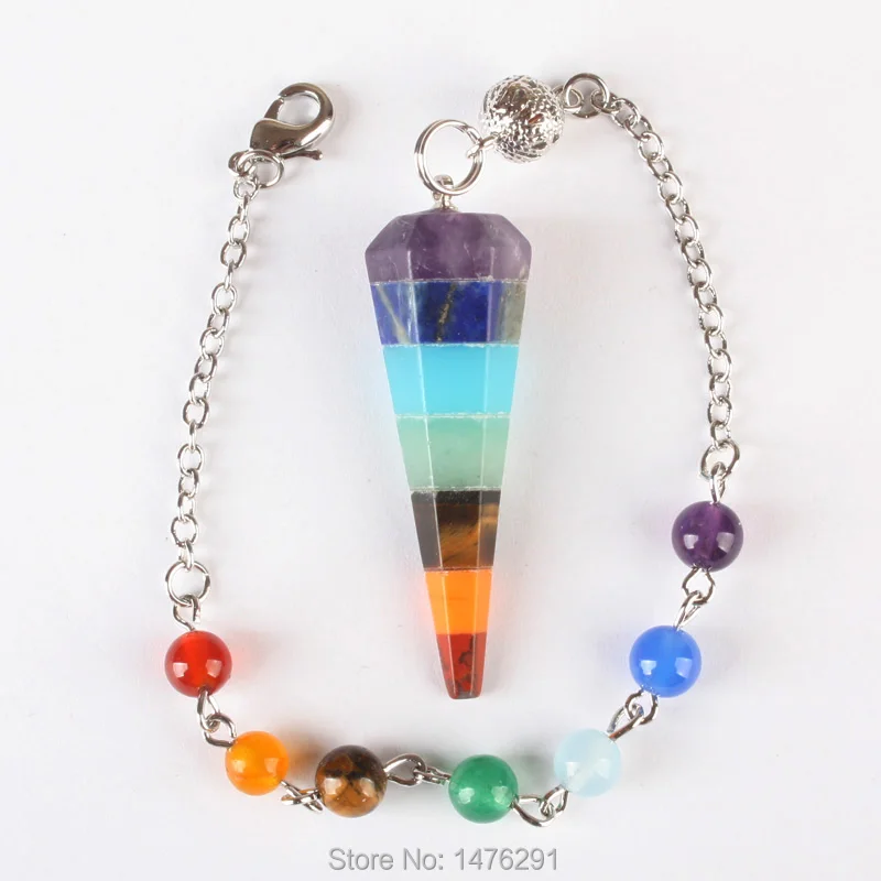 Rainbow 7 Chakra Layered Purple Crystal Lapis Aventurine Tiger'e Eye Healing Dowsing Reiki Stone Pendulum With Chain 1PCS
Rainbow 7 Chakra Layered Purple Crystal Lapis Aventurine Tiger'e Eye Healing Dowsing Reiki Stone Pendulum With Chain 1PCS