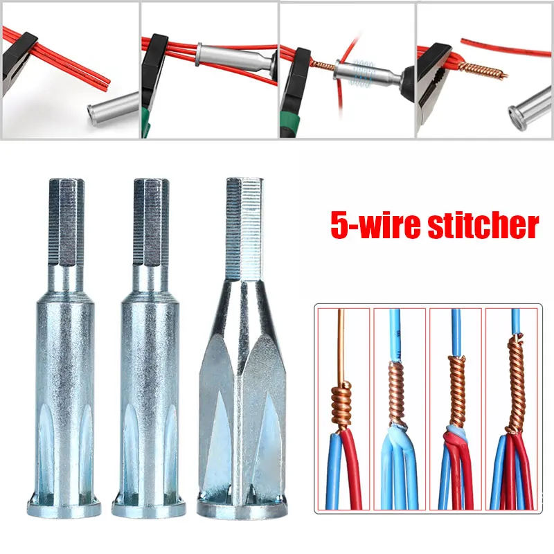 Automatic Wire Stripper Durable Terminal 5 Lines Twisting Connector Silver Metal Line Device Threader Wire Cable Peeling
Automatic Wire Stripper Durable Terminal 5 Lines Twisting Connector Silver Metal Line Device Threader Wire Cable Peeling