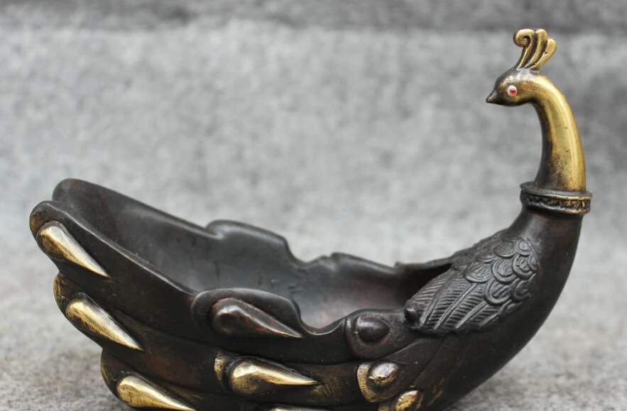 song voge gem S3395 Chinese Bronze Gilt Bird Peacock Peafowl Statue Literati Brush Washer Ashtray
song voge gem S3395 Chinese Bronze Gilt Bird Peacock Peafowl Statue Literati Brush Washer Ashtray