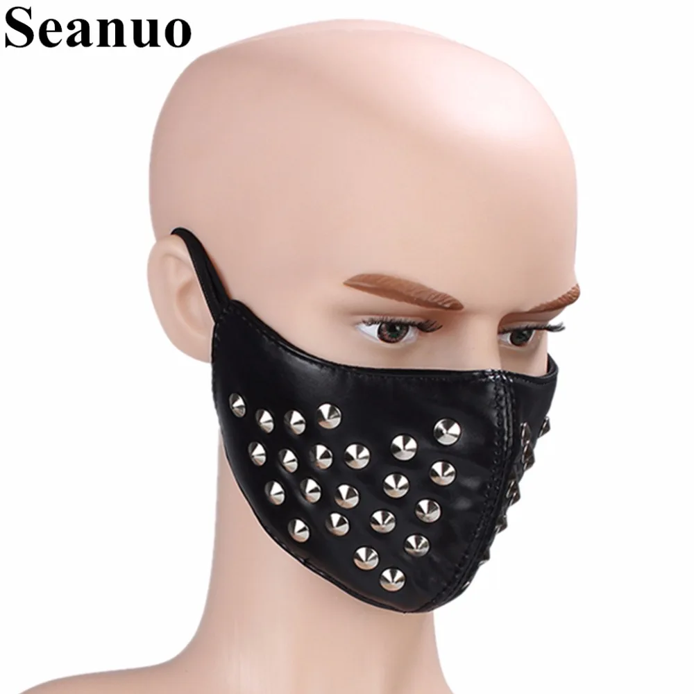 Seanuo Men Leather Rivet Mask Jewelry Black Punk Rock Hiphop Male Halloween Motorcycle Mask Fashion Women Biker Steampunk Masks
Seanuo Men Leather Rivet Mask Jewelry Black Punk Rock Hiphop Male Halloween Motorcycle Mask Fashion Women Biker Steampunk Masks