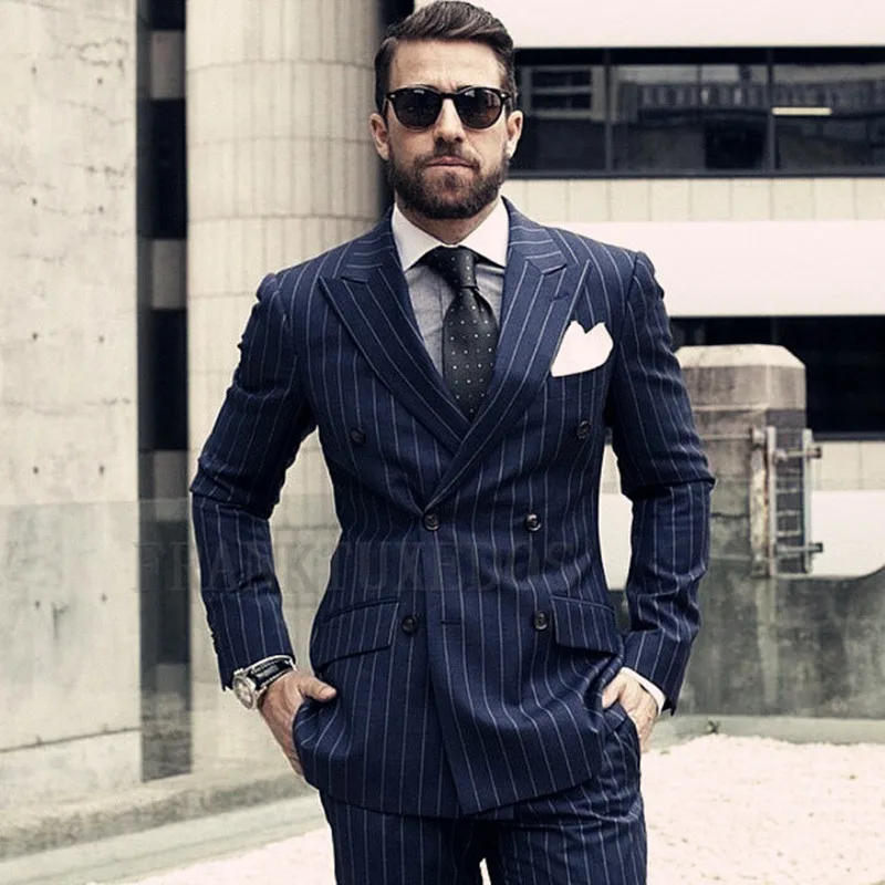 Navy blue men suits vertical stripe formal blazer for business wedding smart casual slim fit tuxedo peaked lapel coat 2 pieces
Navy blue men suits vertical stripe formal blazer for business wedding smart casual slim fit tuxedo peaked lapel coat 2 pieces
