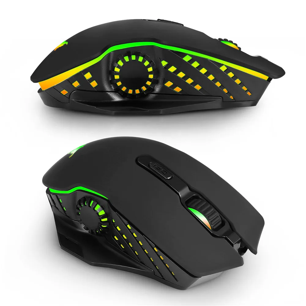 Combaterwing 2 in 1 Wired & Wireless Gaming Mouse, Rechargeable 2.4GHz Optical 6000 DPI Gaming Mice 6 Buttons Design 6 Breathing LED Colors for Gamer PC MAC Laptop (2)