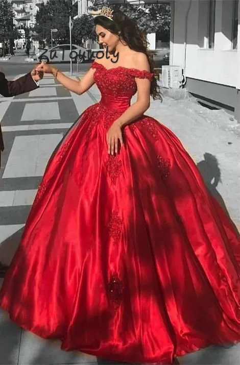 Ball Gown Red Wedding Dress Arabic Vintage Off Shoulder Country Wedding Dresses With Appliques Satin Lace Up Reception Gown 2018
Ball Gown Red Wedding Dress Arabic Vintage Off Shoulder Country Wedding Dresses With Appliques Satin Lace Up Reception Gown 2018