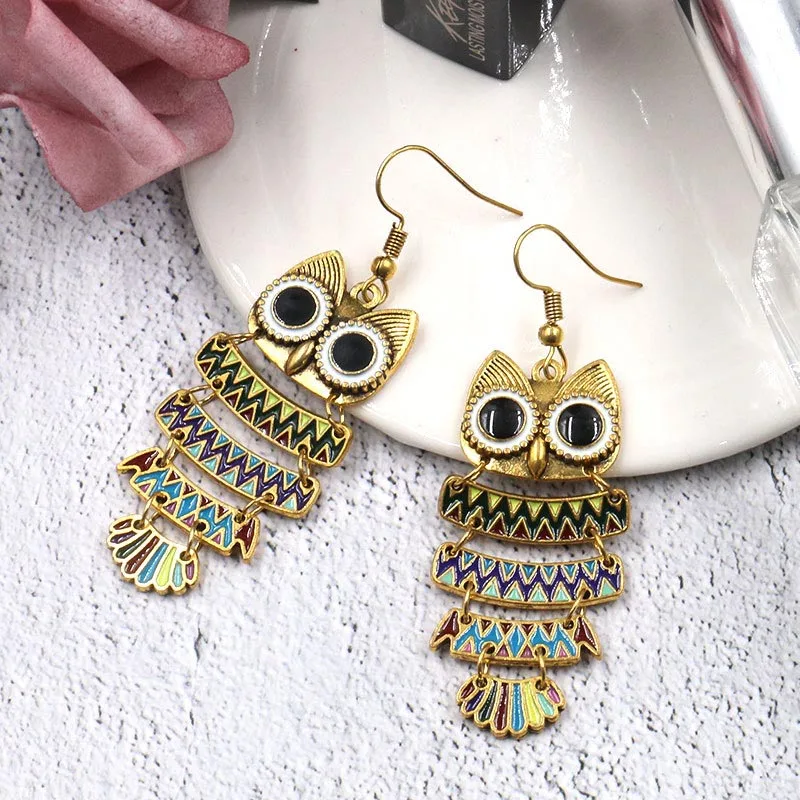 Colorful Enamel Owl Jewelry Earrings for Women Lovely Owl Earrings Vintage Gold Dangle Earrings Bohemian Statement Jewelry
Colorful Enamel Owl Jewelry Earrings for Women Lovely Owl Earrings Vintage Gold Dangle Earrings Bohemian Statement Jewelry