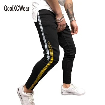 QoolXCWear Side striped Black Skinny Jeans For Men Denim Stretch Slim Fit Jeans Brand Biker Style Classic Hip Hop Tight Male
QoolXCWear Side striped Black Skinny Jeans For Men Denim Stretch Slim Fit Jeans Brand Biker Style Classic Hip Hop Tight Male