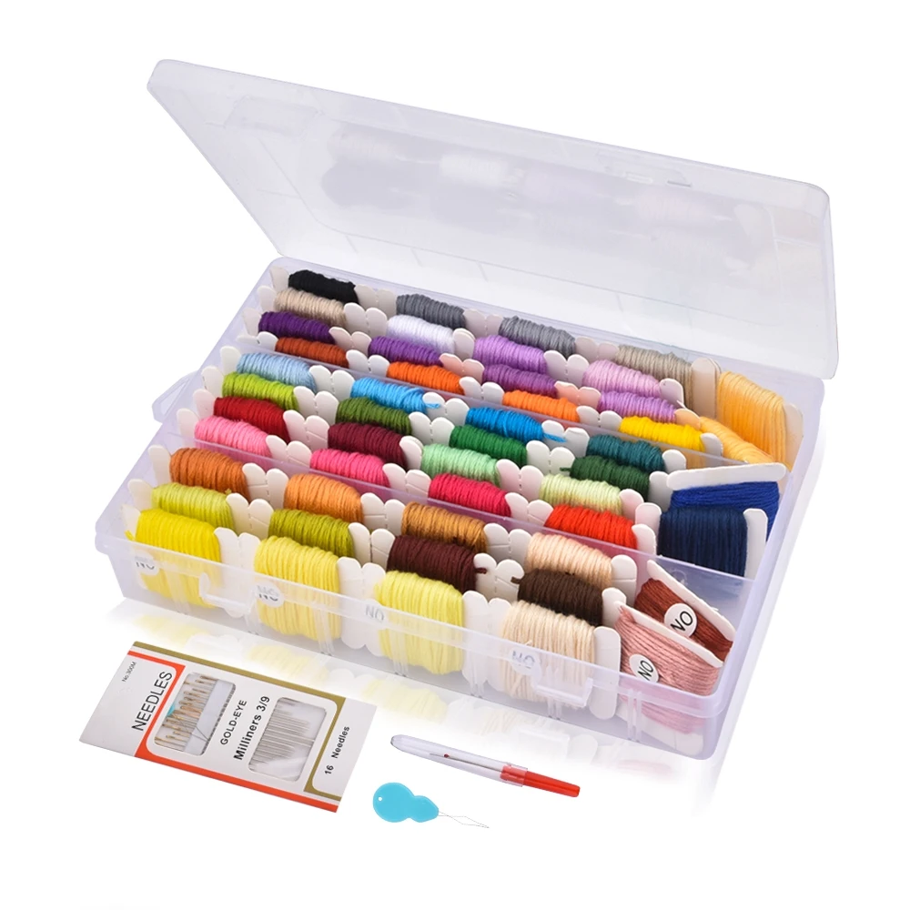 50 Color Embroidery Floss Cross Stitch Thread Sekin Kit With Threader Bobbins Sewing Needles Storage Box Rainbow Color Kid Craft
50 Color Embroidery Floss Cross Stitch Thread Sekin Kit With Threader Bobbins Sewing Needles Storage Box Rainbow Color Kid Craft