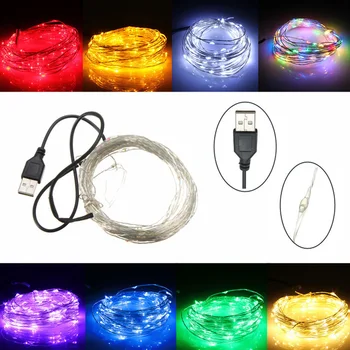 

5V LED Fairy Copper Wire String Light USB Operated 10M 100 LEDs Lamp Strips Christmas Holiday Wedding Party Festival Decoration