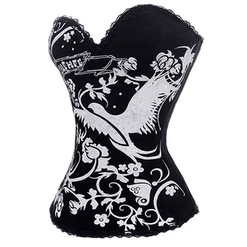 Silver Phoenix Animal Vintage Print Black Corset Top Women Sexy Corsets And Bustiers Steampunk Clothing Gothic Corselet Overbust 
Silver Phoenix Animal Vintage Print Black Corset Top Women Sexy Corsets And Bustiers Steampunk Clothing Gothic Corselet Overbust