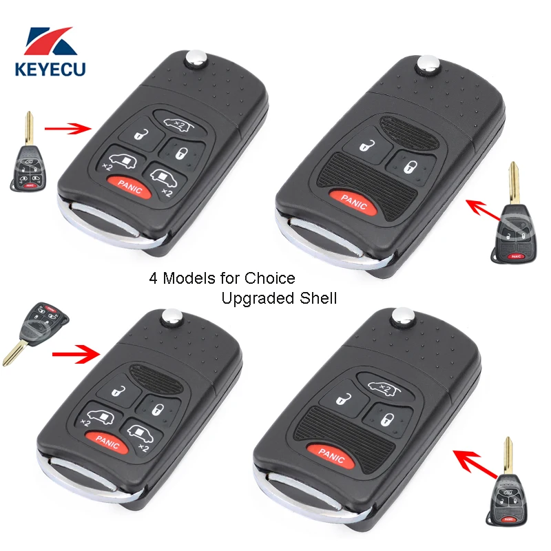 KEYECU Replacement Modified Flip Remote Key Shell Case Fob for Chrysler Dodge Jeep (Shell Only) 4 Models for Optional
KEYECU Replacement Modified Flip Remote Key Shell Case Fob for Chrysler Dodge Jeep (Shell Only) 4 Models for Optional