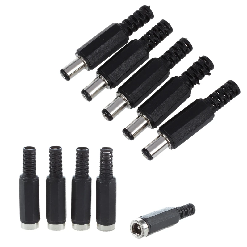 5 Pcs Black 2.1mm x 5.5mm DC Power Male Plug Jack Adapter & 5 Pcs 2.1mm x 5.5mm Female DC Power Socket Jack Connector Adapter
5 Pcs Black 2.1mm x 5.5mm DC Power Male Plug Jack Adapter & 5 Pcs 2.1mm x 5.5mm Female DC Power Socket Jack Connector Adapter
