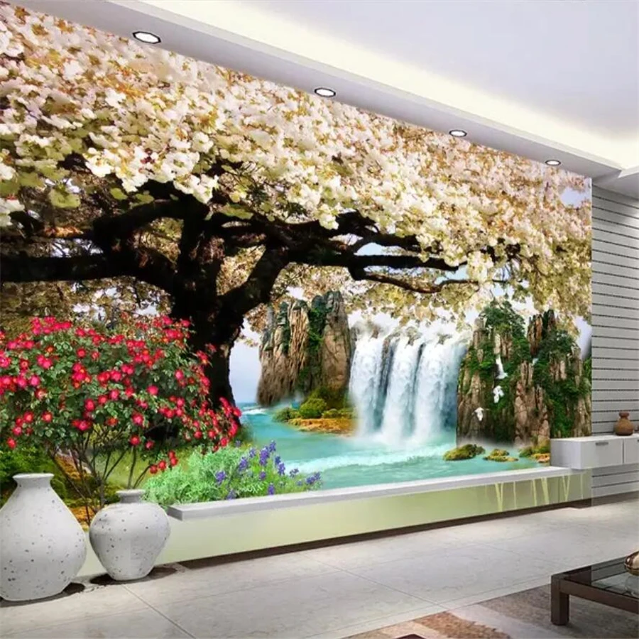 

Beibehang пользовательские обои 3d фото фрески HD водопад вода богатство вишни обои для гостиной спальни роспись papel de parede