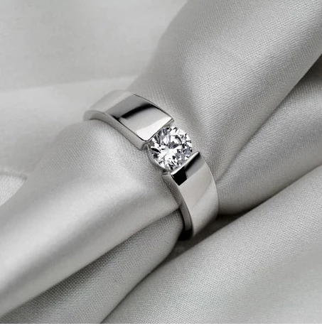 Кольцо обручальное мужское с имитацией бриллианта 0 5 карат | Украшения и
