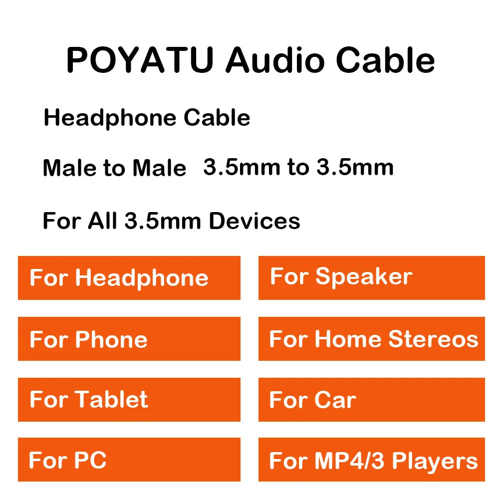 POYATU Headphone Aux Cable For Beats Solo Solo3 Studio 2.0 Wireless Pro Detox Wireless Mixr Executive Pill 3.5mm Audio Cable  (12)