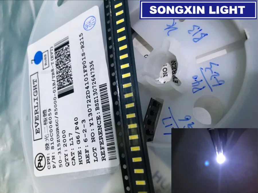 200 шт. EVERLIGHT 4014 светодиодный ная подсветка 0 2 Вт SMD ные Диоды 3 в холодный белый свет